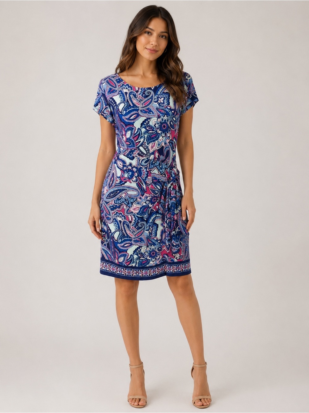 NWT Talbots Faux Wrap Paisley Jersey Shift  Dress Plus Petite Womens 1XP